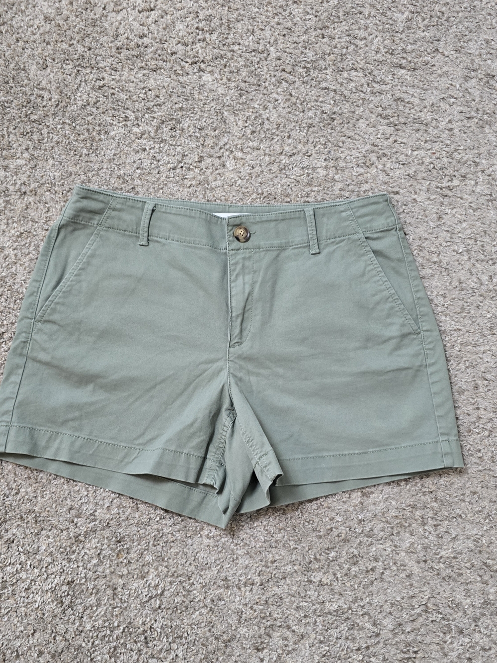 LOFT The Monroe 4" Curvy Chino Shorts Green Women’s 8 Cotton Spandex Pockets